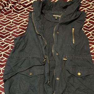 Like new navy blue vest with hood